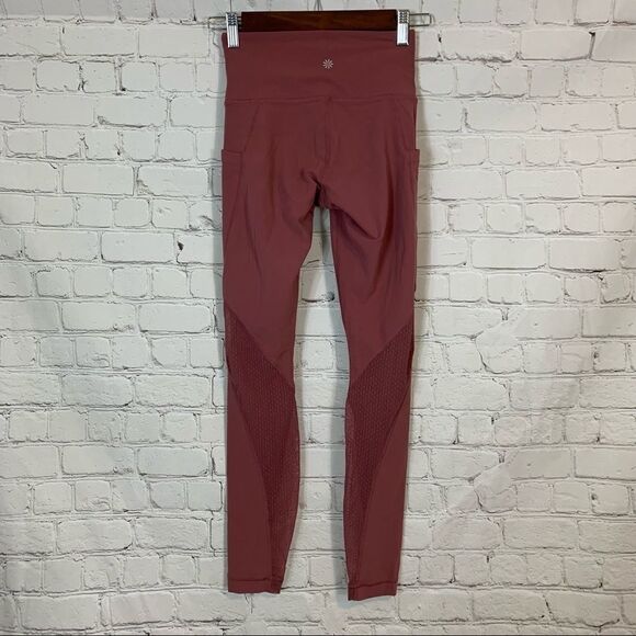 Athleta Salutation Pocket Tight Legging XXS Side Pockets Mesh Mauve - Picture 7 of 16
